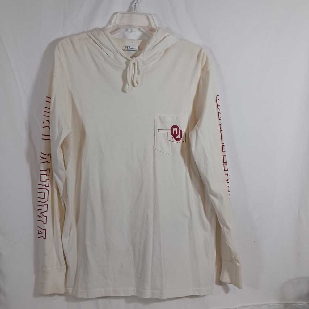 Pressbox Oklahoma Sooners Hoodie Mens XL Cream Excellent OU Long Sleeve Pocket T